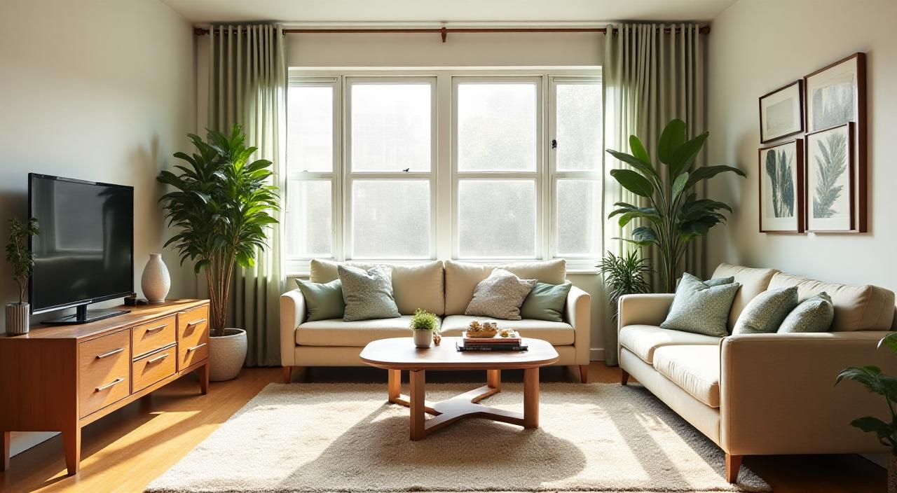 Bright modern living room with budget-friendly decor