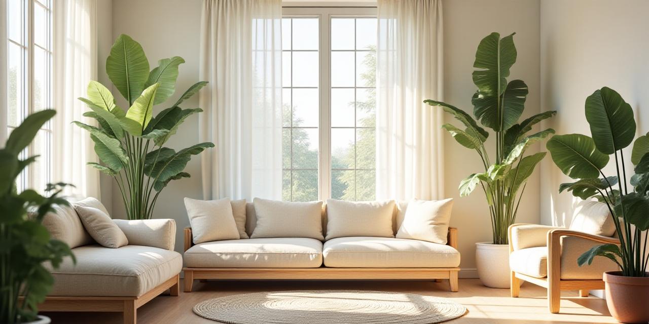 A bright, airy living room with organic textures and budget-friendly decor