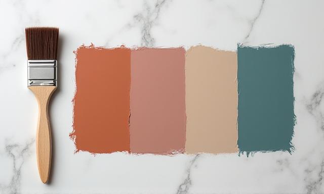 Professional paint swatches and a minimalist living room